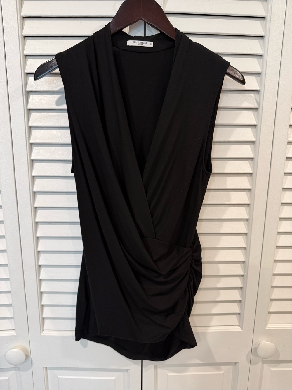 MM. Lafleur Black Sleeveless Draped Shell
